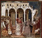 GIOTTO di Bondone Expulsion of the Money-changers from the Temple oil on canvas
